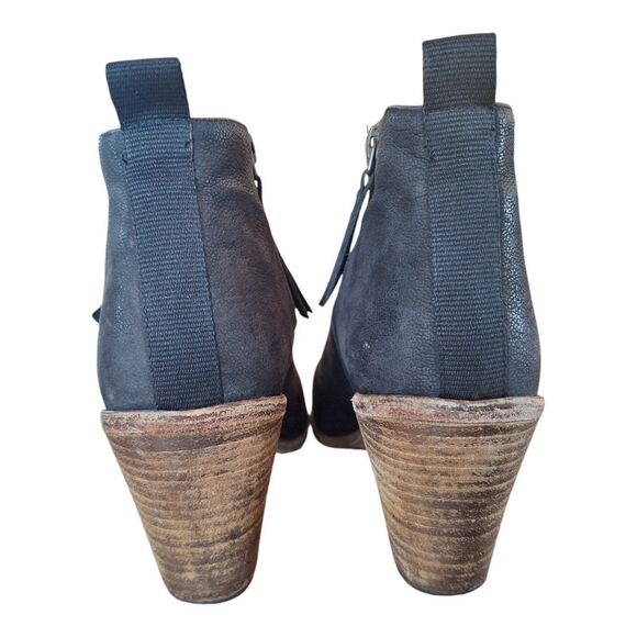 Anthropologie Hoss Intropia Double Zip Suede Heeled Ankle Boots Black 38 Spain 8 - Picture 6 of 12